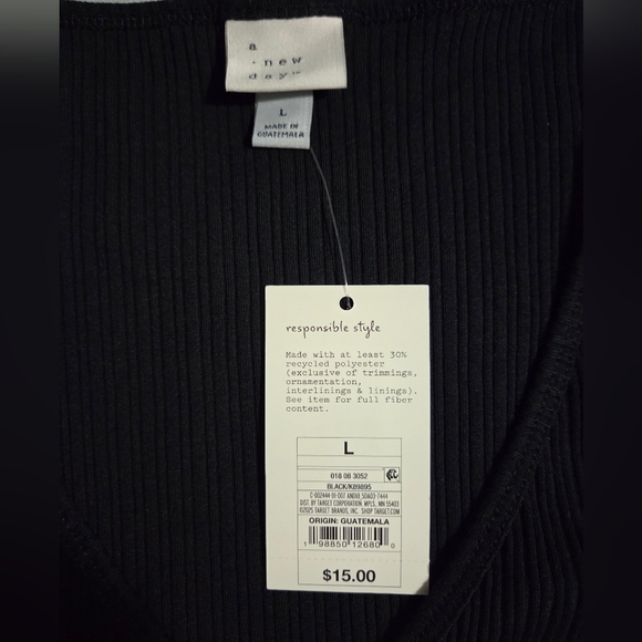 Target Black Ribbed Buttoned Tank Top - Picture 2 of 2